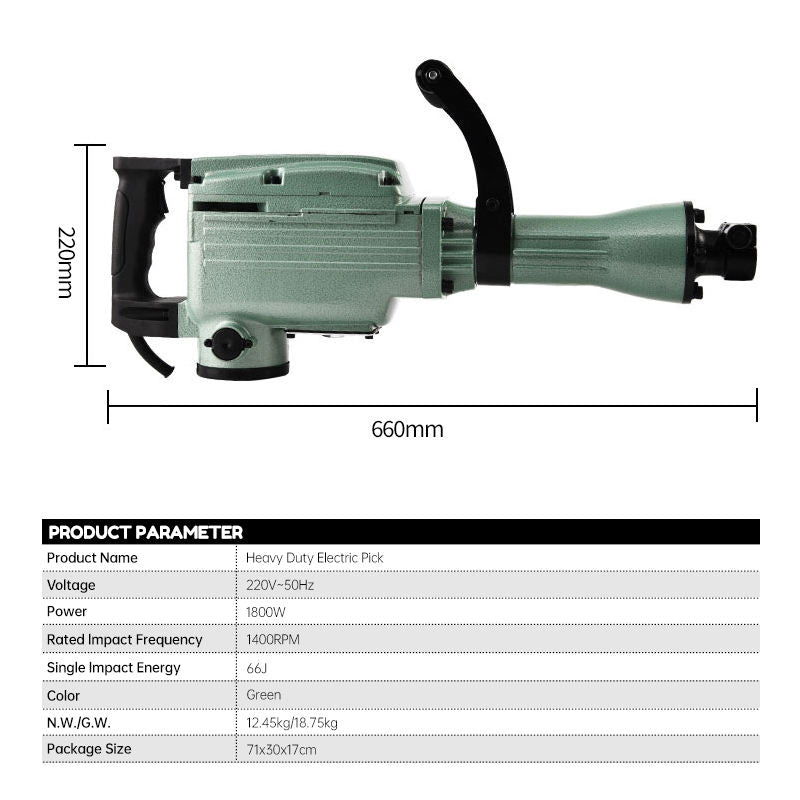 Electric pick high power dual purpose electric hammer electric pick impact drill industrial grade mining concrete road crushing