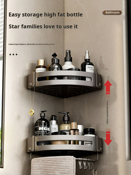 Bathroom storage rack space aluminum triangle wall corner wall mounted punch-free light luxury toilet storage
