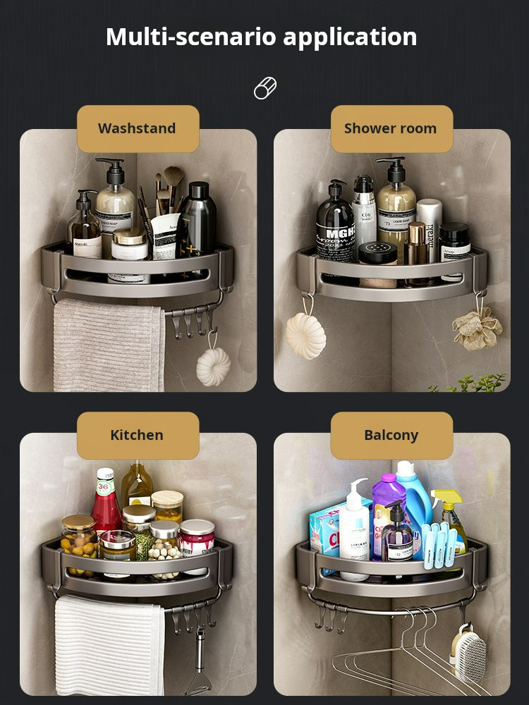 Bathroom storage rack space aluminum triangle wall corner wall mounted punch-free light luxury toilet storage