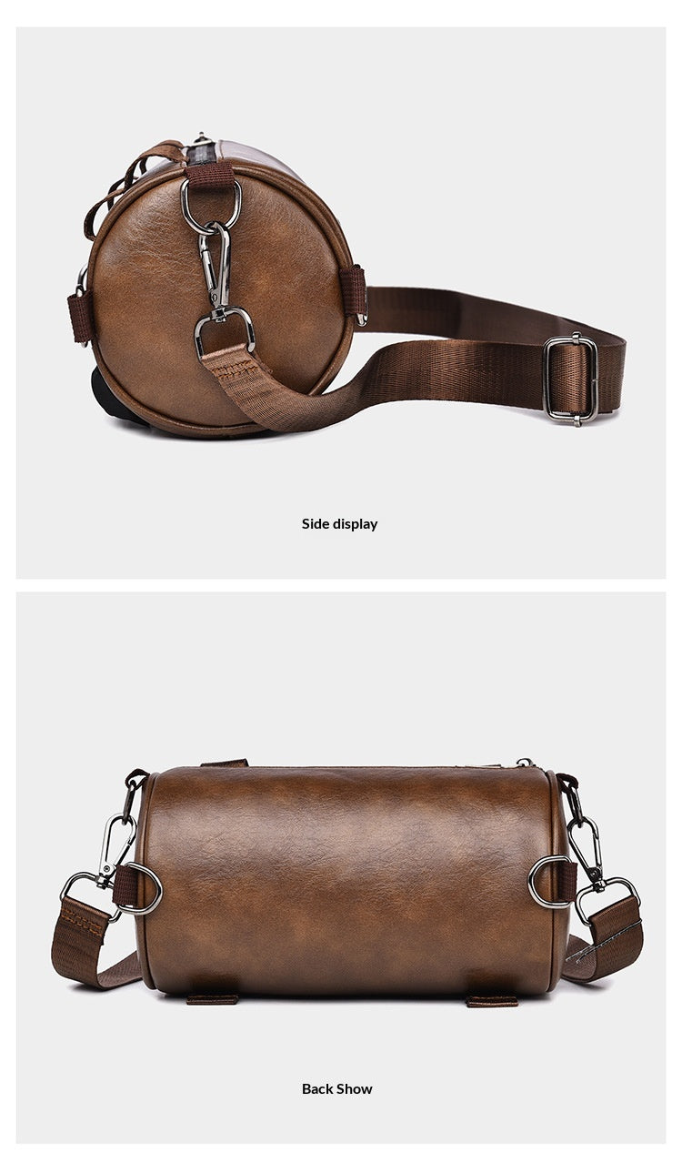 Trendy Leather Crossbody Bag, Large Capacity, Casual Waterproof Shoulder Bag for Men