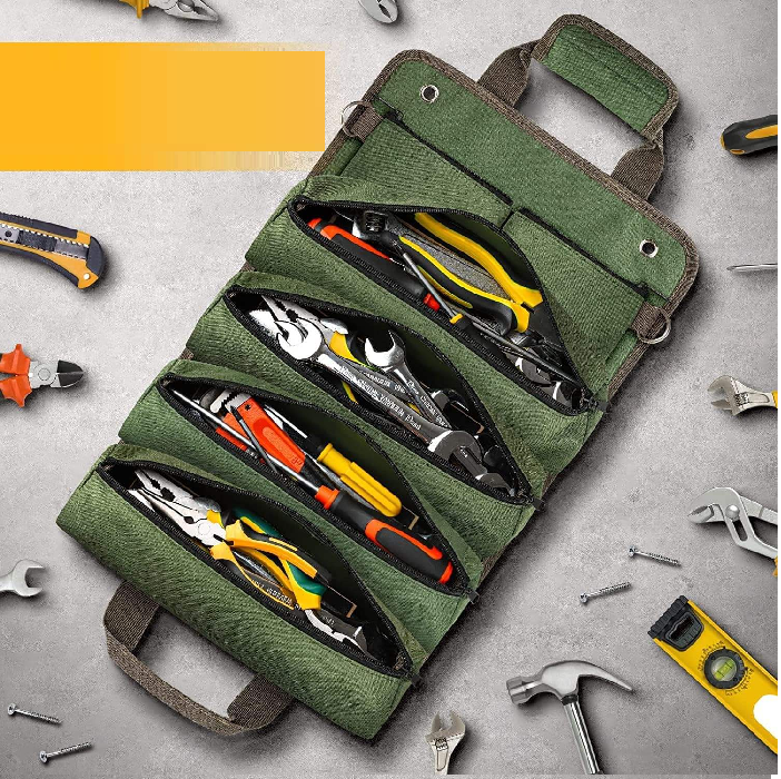 Multifunctional Hardware Tool Roll Bag for Woodworking, Electrical & Auto Repair | Portable Handheld Organizer