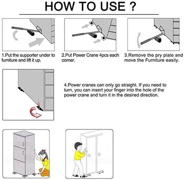 Heavy Duty Furniture Lifter Mover Tool with 4 Sliders 360 Rotatable Moving Kits for Refrigerator, Washing Machine, Wardrobe