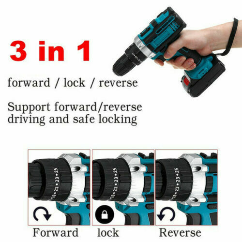 21V New Cordless Power Drill Driver with 24pcs Electric Screwdriver Set Impact Hammer For woodworking power tools power drills set