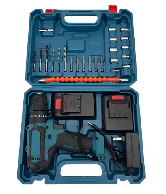 21V New Cordless Power Drill Driver with 24pcs Electric Screwdriver Set Impact Hammer For woodworking power tools power drills set