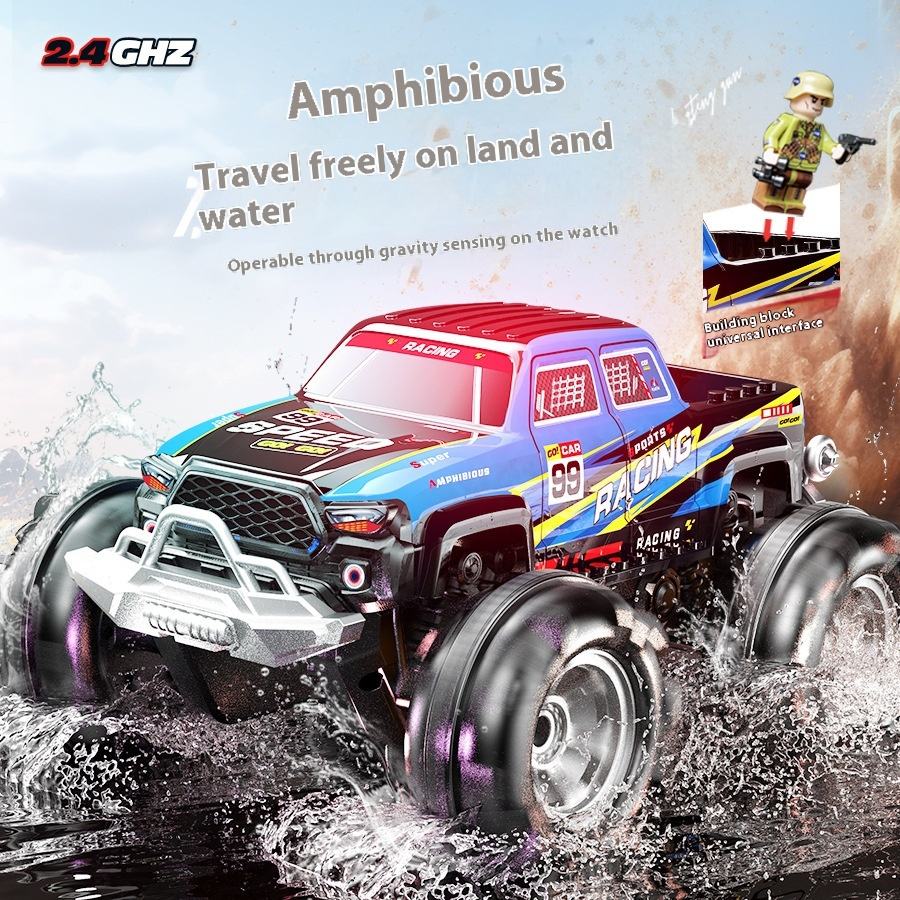 Stunt off-road vehicle cross-border amphibious rolling vehicle gesture sensing three-in-one children's stunt remote control amphibious vehicle