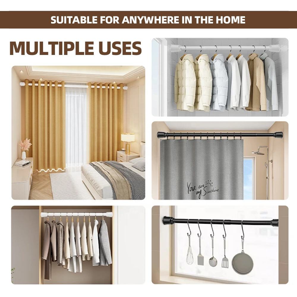 High quality 32mm Bold Pipe Diameter Non Rusting 2.1-3.0m Telescopic Curtain Rod Drill Free Adjustable Rod Curtain for Home