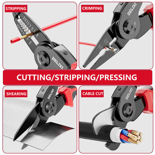 Multifunctional 5 In 1 Pliers Steel Wire Pliers Wire Stripping Pliers Interchangeable Head Tool Special For Electricians