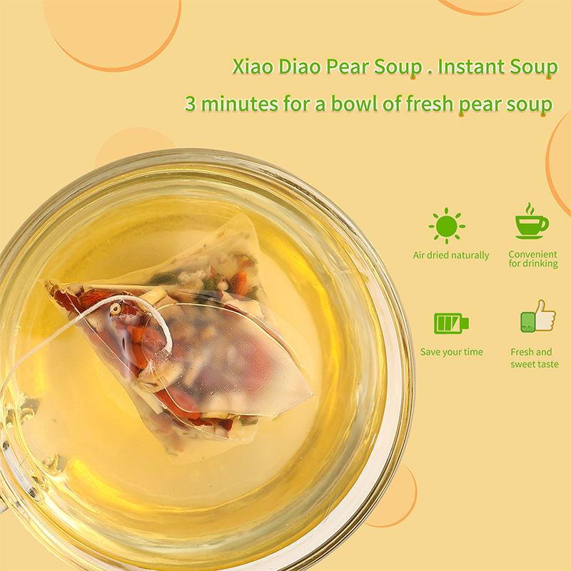 Organic Xiao Diao Pear Soup Tea Bag Herbal Blended Sachet Relieves Cough Soothes Throat Aids Digestion