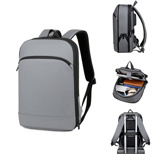 Ultra-thin commuter backpack with large capacity and expandable design; multi-functional waterproof shoulder bag