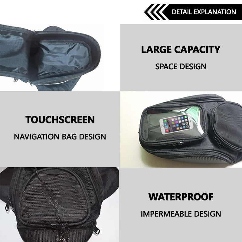 Magnetic Waterproof Motorcycle Tank Bag with Phone Navigation Window | Multi-Function Outdoor Storage