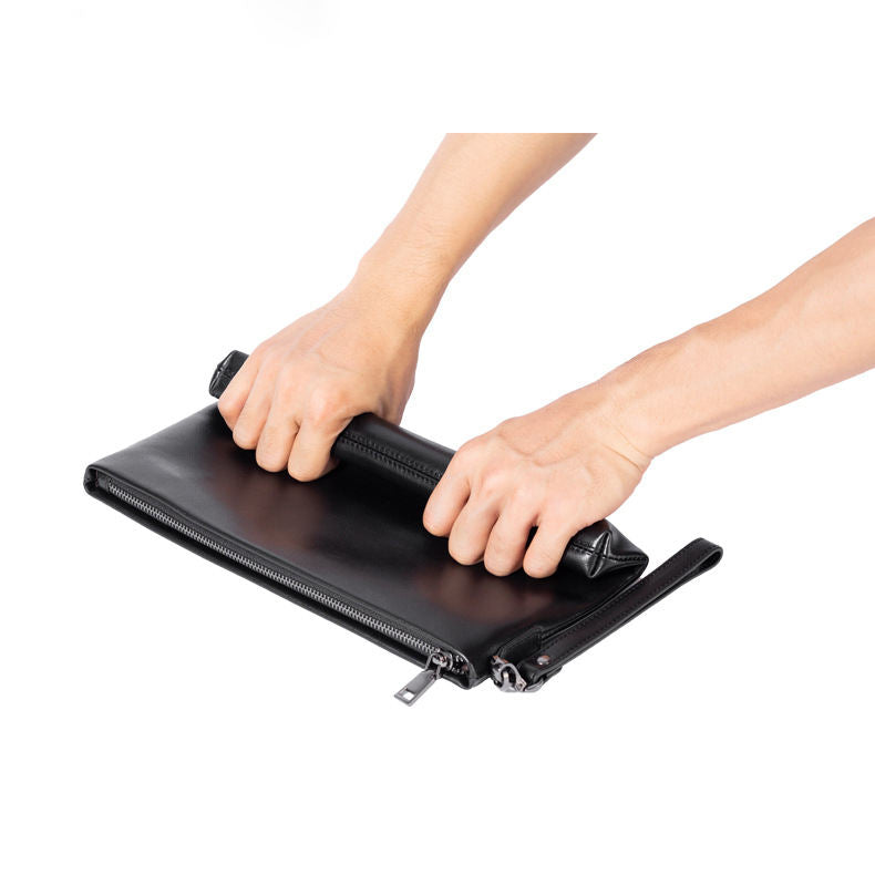 Genuine Top-Grain Cowhide Envelope Clutch for Men: Large Capacity, Minimalist Business & Casual Handbag