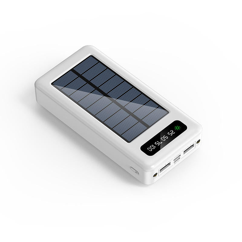 Solar Power Bank Large Capacity 20000 mAh Portable Fast Charging Outdoor Power Bank with Cable