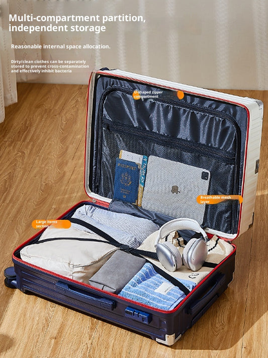 Stylish color-blocked large carry-on suitcase