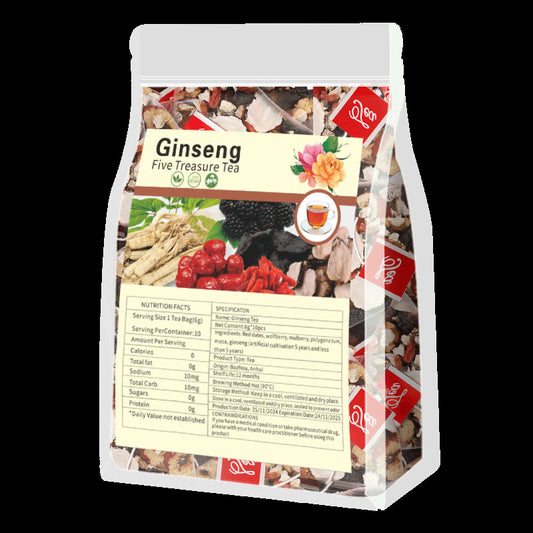 Ginseng and wolfberry tea has the effects of replenishing qi and blood, benefiting the liver and kidneys, strengthening the spleen and stomach, warming the meridians and nourishing yin. (6g*20)