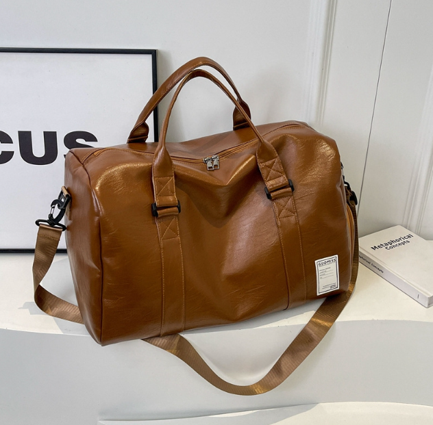 High-end portable PU luggage bag with large capacity and retro style