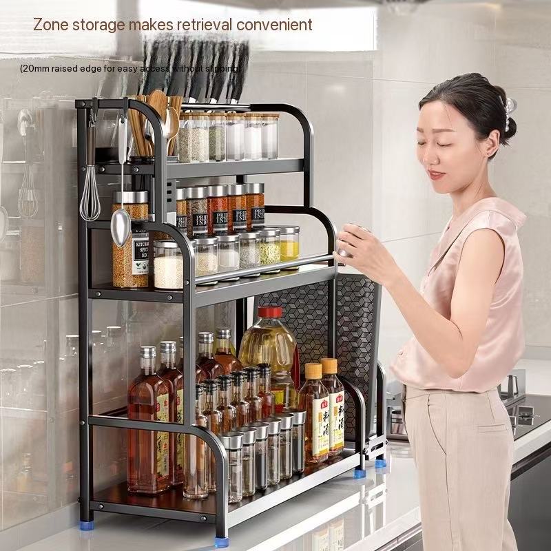 Household Kitchen Storage Rack Floor-Standing & Countertop Dual-Use Seasoning Knife Rack Storage Rack