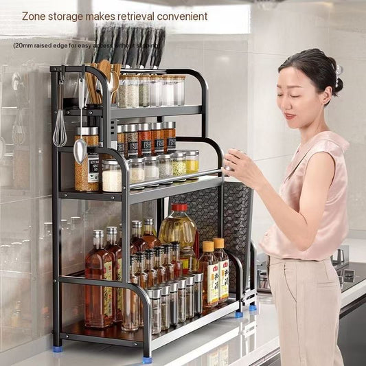 Household Kitchen Storage Rack Floor-Standing & Countertop Dual-Use Seasoning Knife Rack Storage Rack