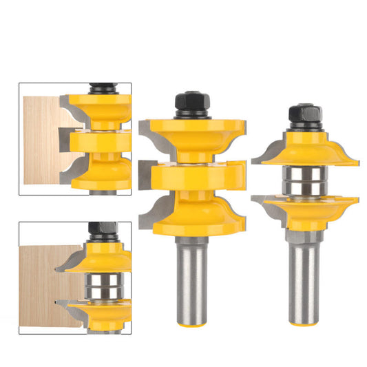 High-Precision 1/2-Inch Shank Door Frame Mortise and Tenon Cutter Set – 3 Pieces