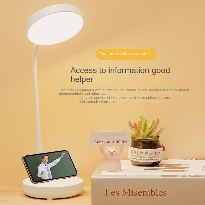 Rechargeable USB Desk Lamp Rechargeable Reading Bed Night Light LED 3 Tone Bedside Table Learning Eye Protection Lamp