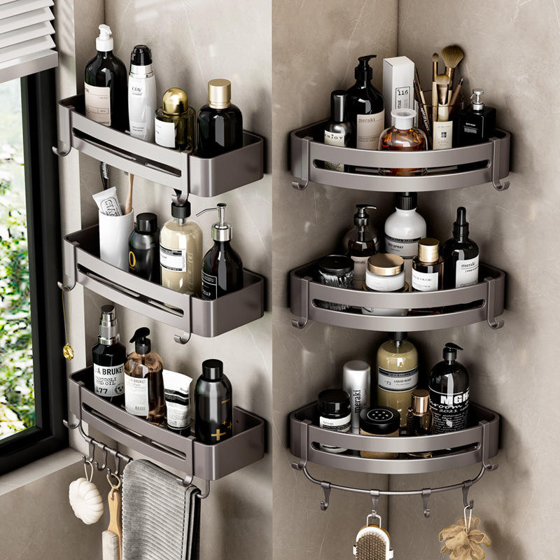 Bathroom storage rack space aluminum triangle wall corner wall mounted punch-free light luxury toilet storage