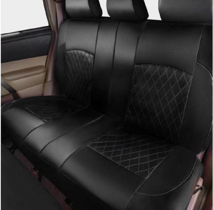 Deluxe All-Season Quilted Faux Leather Car Seat Covers - Comfy Sponge-Padding, Universal Fit for 5 Seat