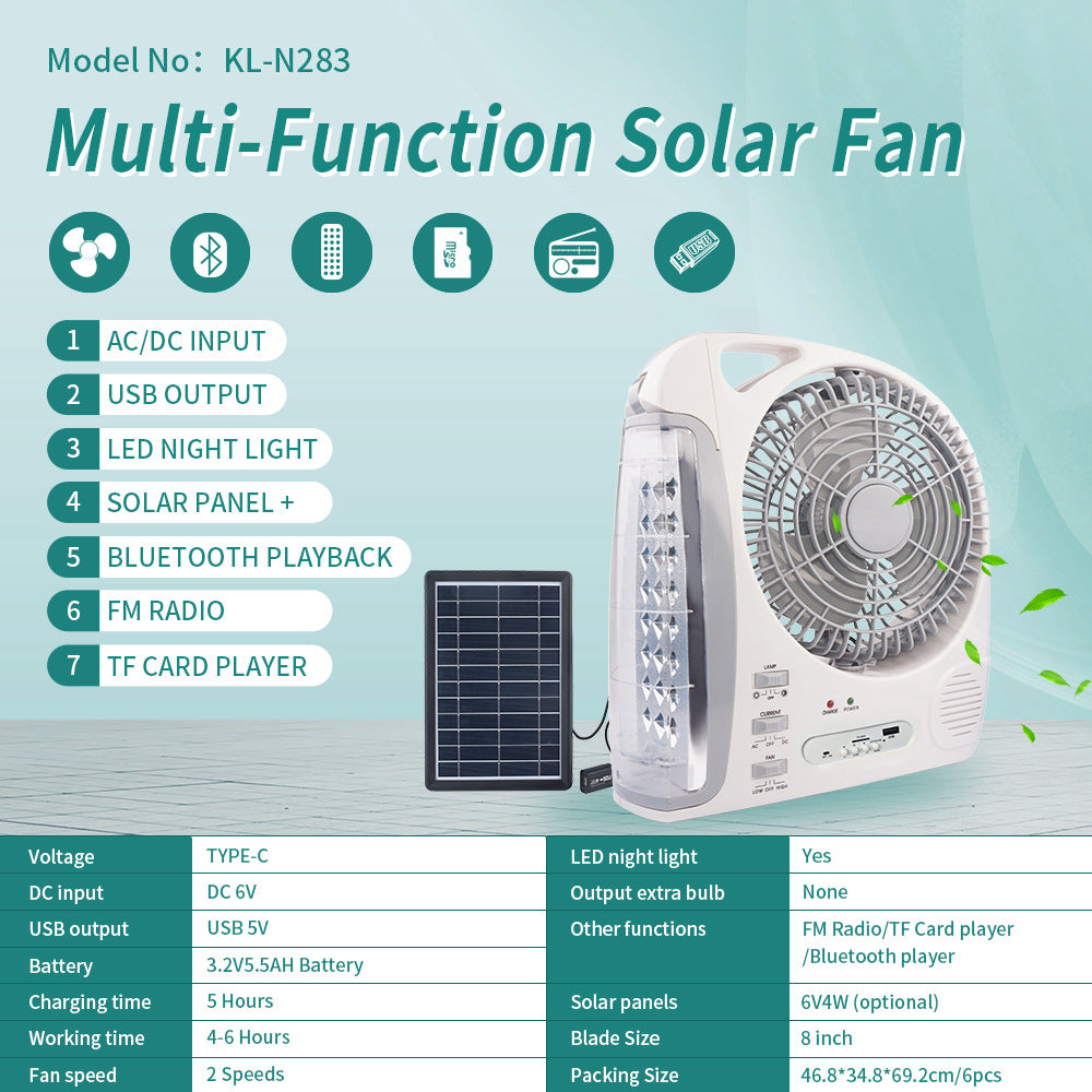 Quality Solar Fan With Solar Panel Usb Charger 8 Inch Solar Fan Energy Conservation Solar Rechargeable Fan