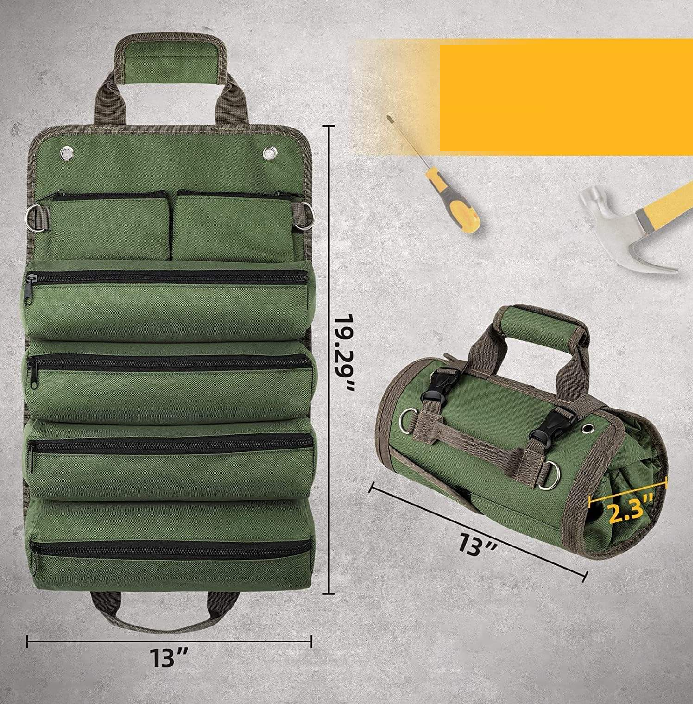 Multifunctional Hardware Tool Roll Bag for Woodworking, Electrical & Auto Repair | Portable Handheld Organizer