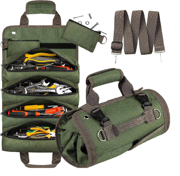 Multifunctional Hardware Tool Roll Bag for Woodworking, Electrical & Auto Repair | Portable Handheld Organizer