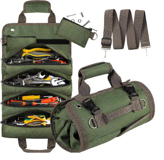 Multifunctional Hardware Tool Roll Bag for Woodworking, Electrical & Auto Repair | Portable Handheld Organizer