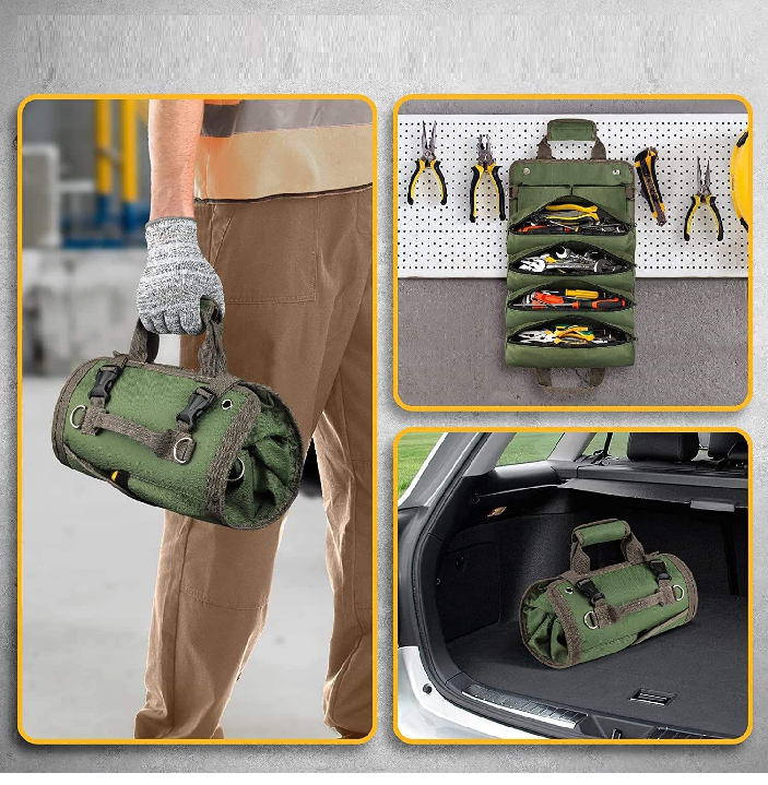 Multifunctional Hardware Tool Roll Bag for Woodworking, Electrical & Auto Repair | Portable Handheld Organizer