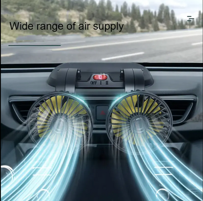 Hot Selling Double Head Adjustable USB 360 Degree Rotating Car Cooling Fan