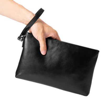 Genuine Top-Grain Cowhide Envelope Clutch for Men: Large Capacity, Minimalist Business & Casual Handbag