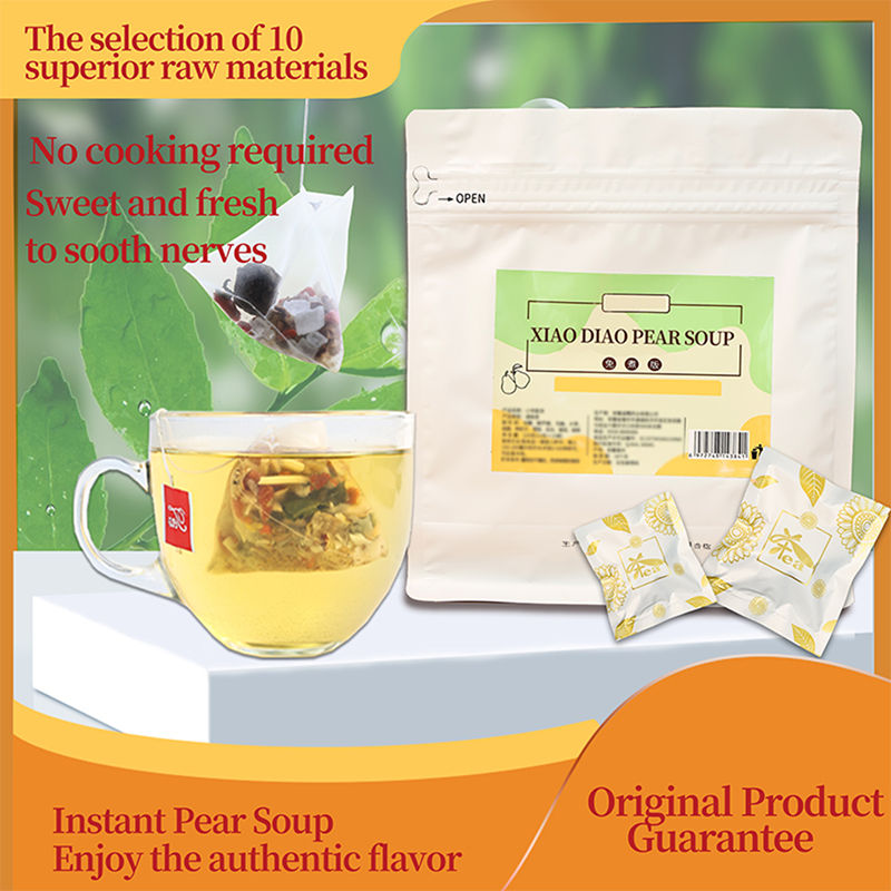 Organic Xiao Diao Pear Soup Tea Bag Herbal Blended Sachet Relieves Cough Soothes Throat Aids Digestion