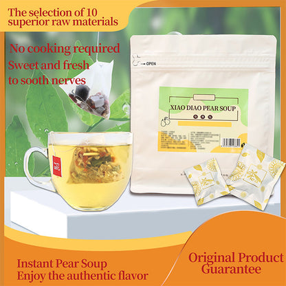 Organic Xiao Diao Pear Soup Tea Bag Herbal Blended Sachet Relieves Cough Soothes Throat Aids Digestion