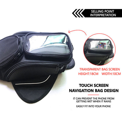 Magnetic Waterproof Motorcycle Tank Bag with Phone Navigation Window | Multi-Function Outdoor Storage