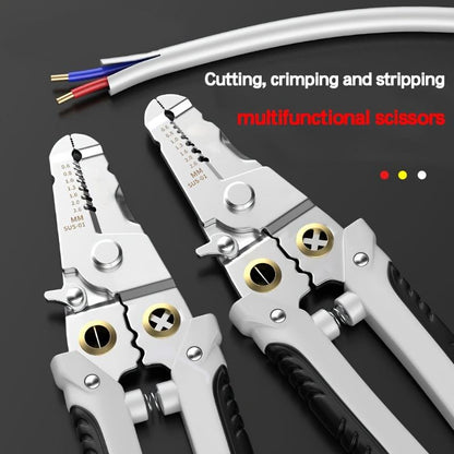 High Carbon Steel Electrician's Multi-Function Foldable Pliers Handheld Crimping Wire Cutting Stripping Tool