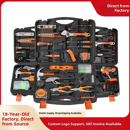 Household tool box set tool set hardware wrench screwdriver pliers complete set household combination