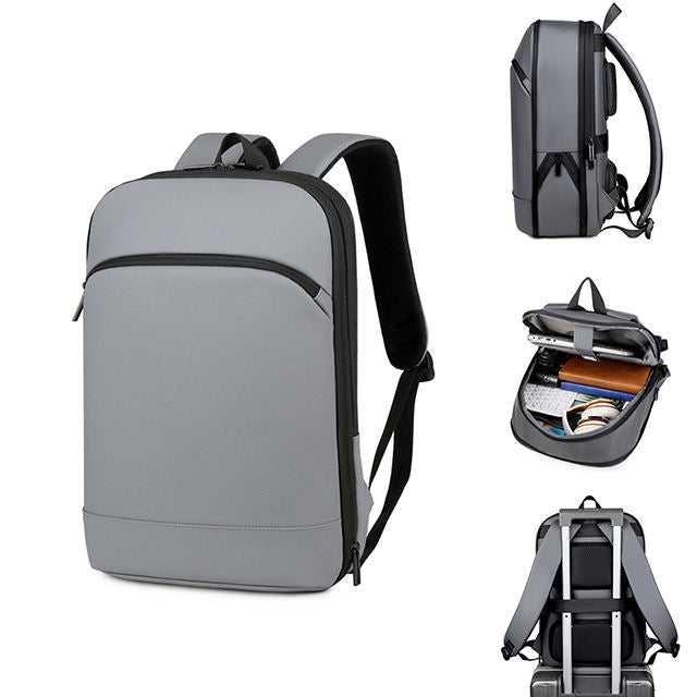 Ultra-thin commuter backpack with large capacity and expandable design; multi-functional waterproof shoulder bag
