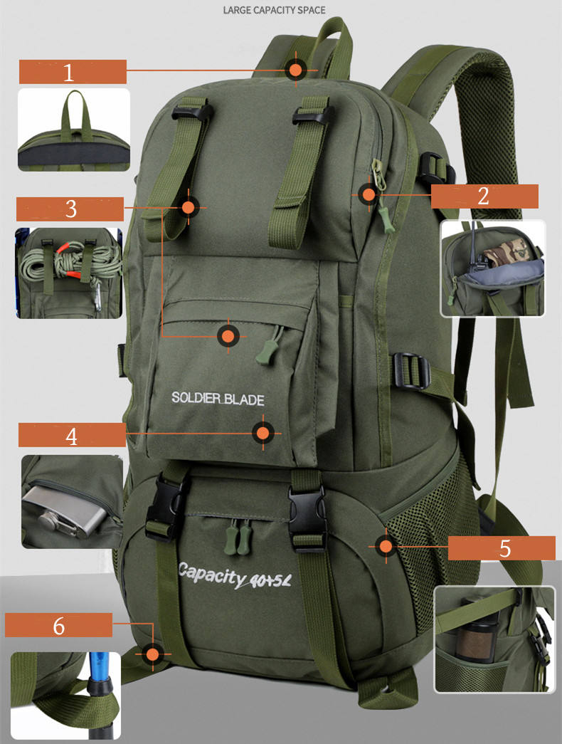 Unisex Large-Capacity Hiking Backpack: Lightweight & Professional for Outdoor Sports and Travel