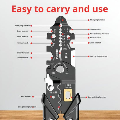 25-in-1 Multi-function Wire Stripping Pliers Suitable for Winding, Cutting, Stripping and Crimping Wires
