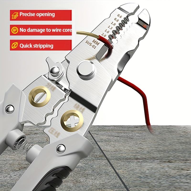 High Carbon Steel Electrician's Multi-Function Foldable Pliers Handheld Crimping Wire Cutting Stripping Tool