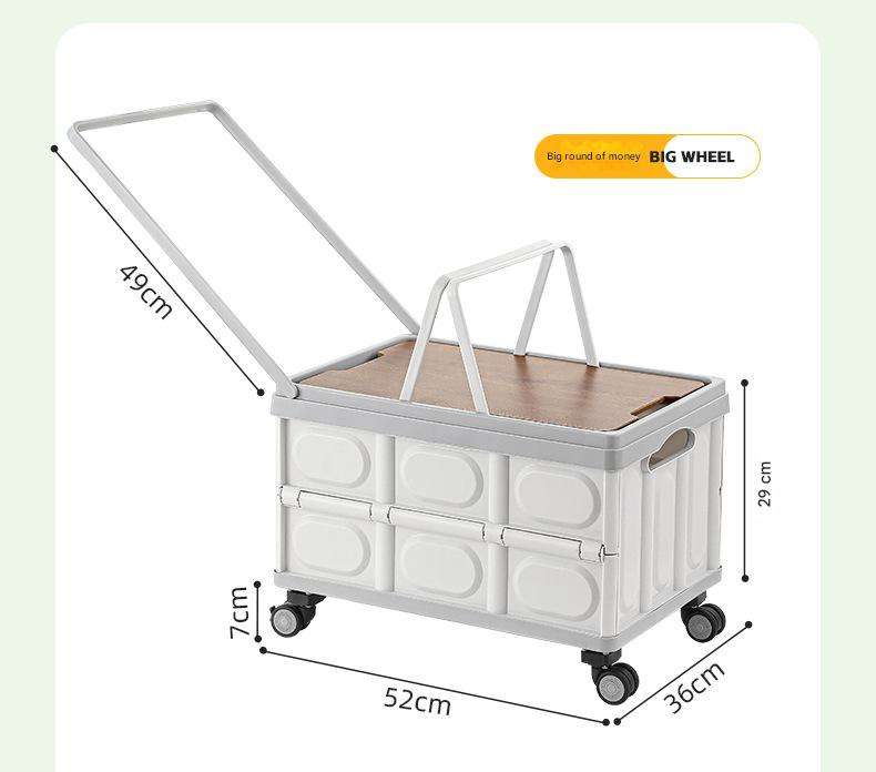 Car trunk storage box, outdoor camping storage box, folding camping organizer with wooden lid, picnic storage box