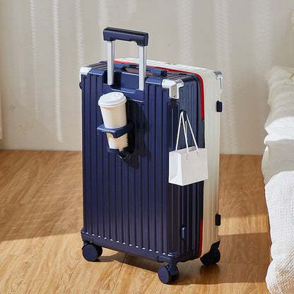 Stylish color-blocked large carry-on suitcase