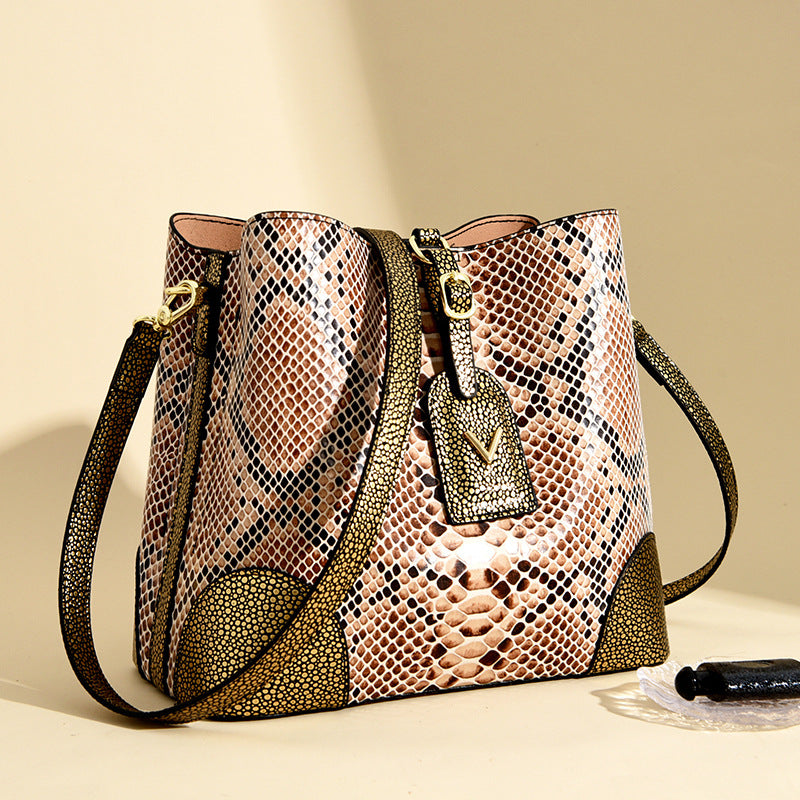 Snake Print Bucket Bag: A Trendy & Versatile Crossbody and Shoulder Bag for Women