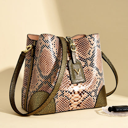 Snake Print Bucket Bag: A Trendy & Versatile Crossbody and Shoulder Bag for Women