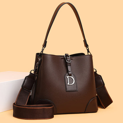 Simple & Elegant Brown Bucket Bag for Women: Large Capacity Tote, Perfect as Shoulder for shopping or outings