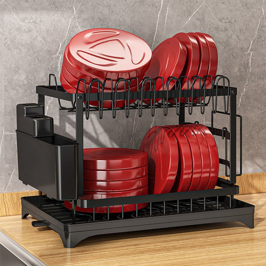 Household Kitchen Storage Rack Bowl & Dish Storage Sink Draining Rack with Draining Basket