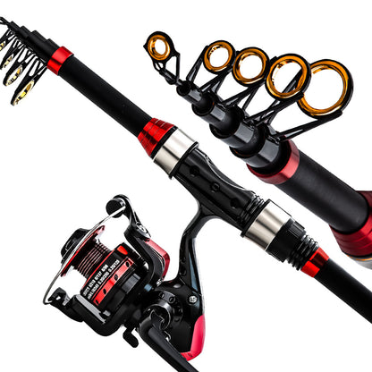 [24-hour delivery+Cash on delivery] Fishing rod combination set telescopic fishing combination portable ultra-light fishing rod combination fishing rod suitable for seawater and freshwater