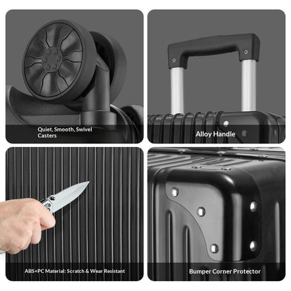 24-Inch Large Capacity Aluminum Frame Suitcase: Multi-Functional Trolley Case for Business, Travel & Student Use