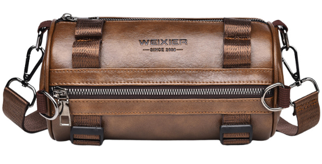 Trendy Leather Crossbody Bag, Large Capacity, Casual Waterproof Shoulder Bag for Men